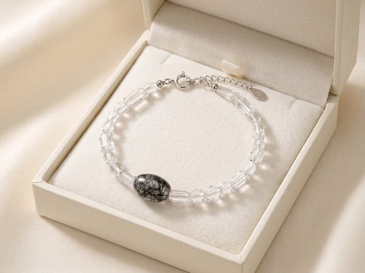 Crystal Clarity – Herkimer Diamond Bracelet for Women in Silver Finish