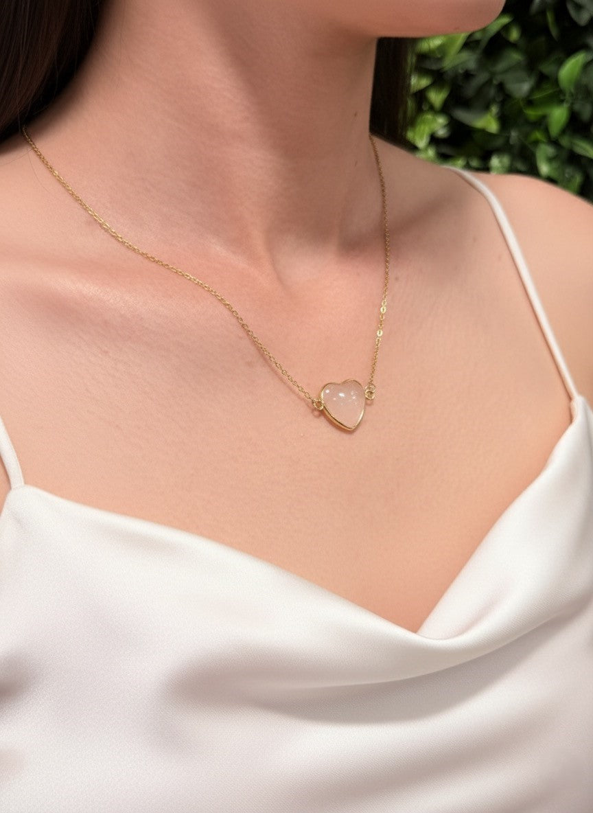 natural rose quartz heart pendant