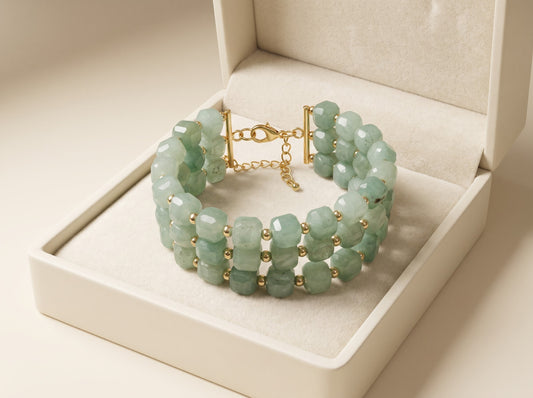 Verdant Grace Green Aventurine Crystal Bracelet in Gold-Plated Finish
