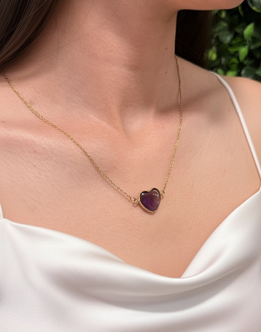 gold plated amethyst pendant close up