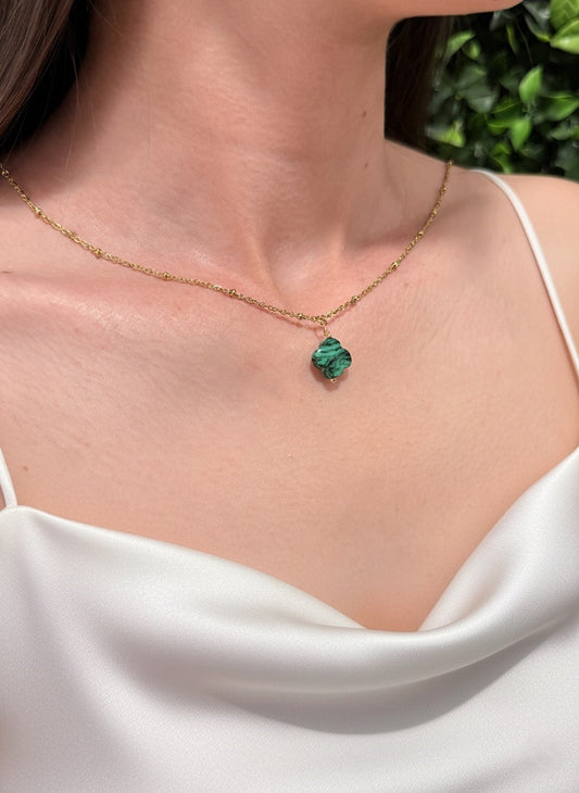 natural malachite pendant close up