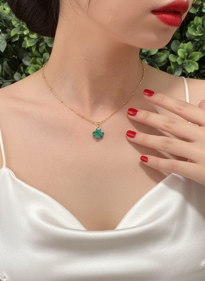 gold plated malachite necklace