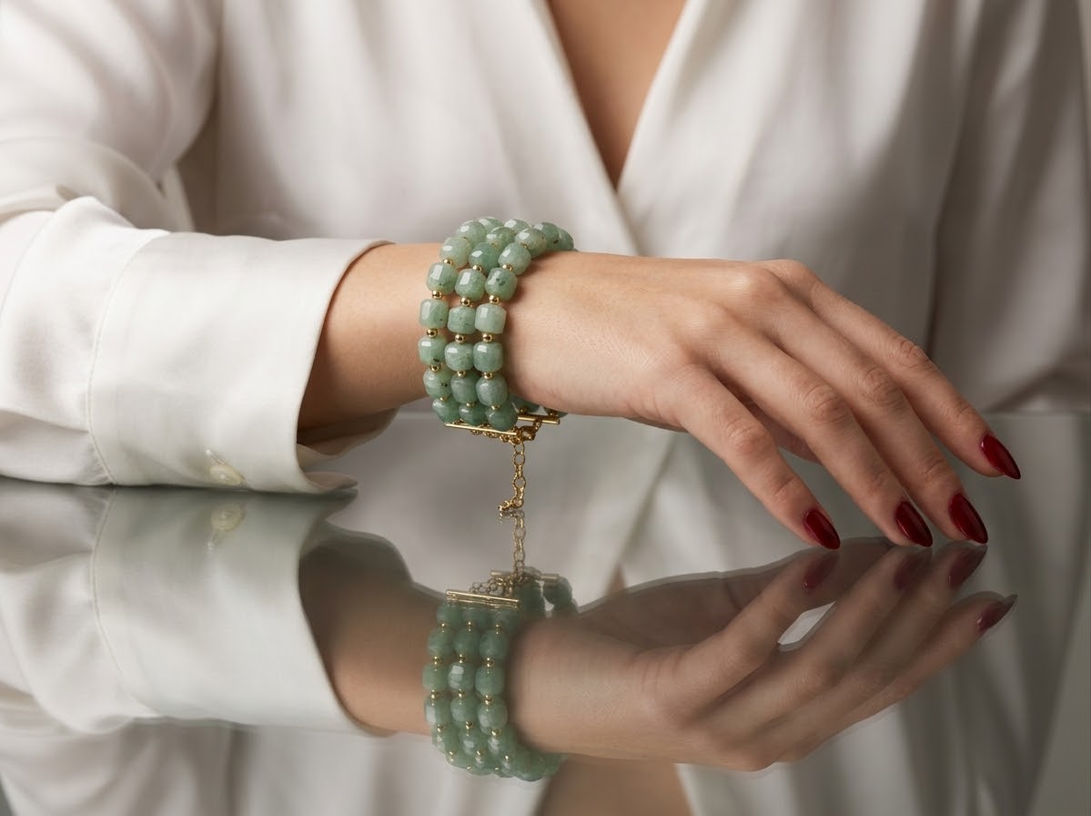 Verdant Grace Green Aventurine Crystal Bracelet in Gold-Plated Finish