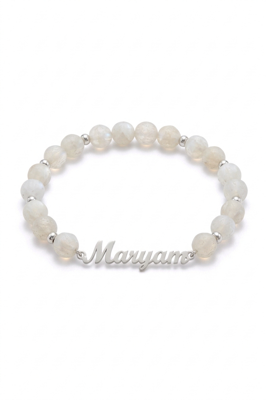 Beaded bracelet with 'Maryam' nameplate on a white background