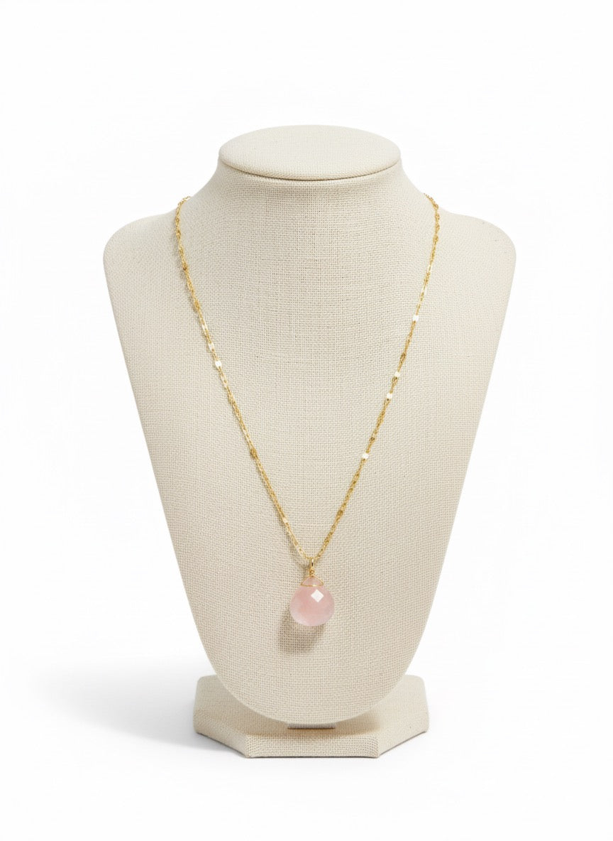 minimal gold plated rose quartz jewelry