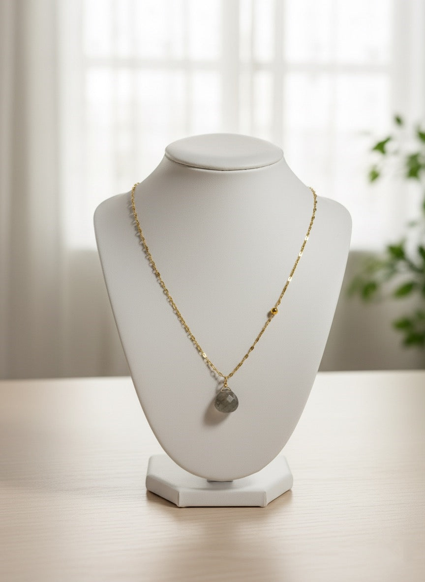 minimal gold plated labradorite jewelry