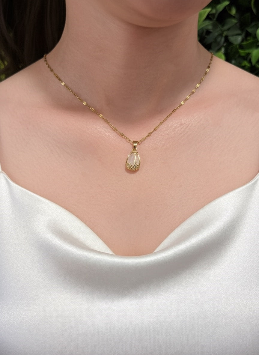 opalite teardrop pendant necklace