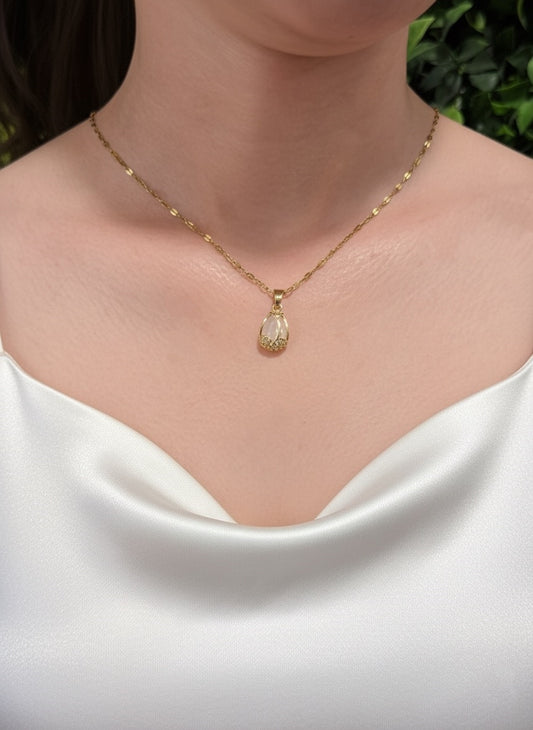 opalite teardrop pendant necklace