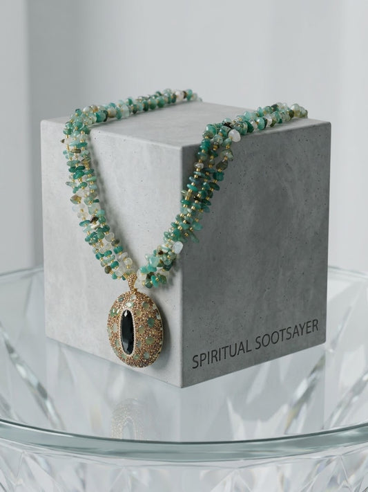 Emerald Fortune – Green Aventurine Gold-Plated Statement Necklace for Women