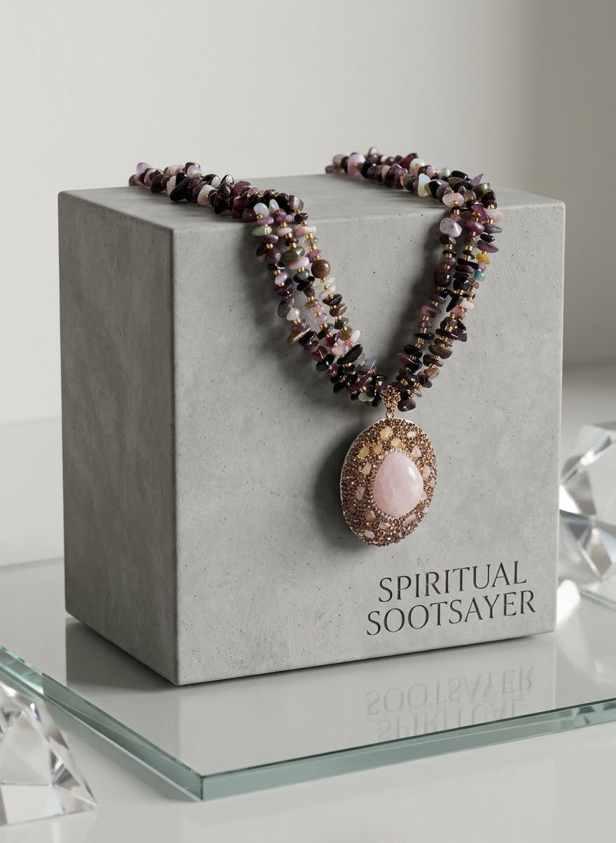 Rosewood Romance – Rose Quartz, Garnet & Rhodonite Gold-Plated Statement Necklace for Women