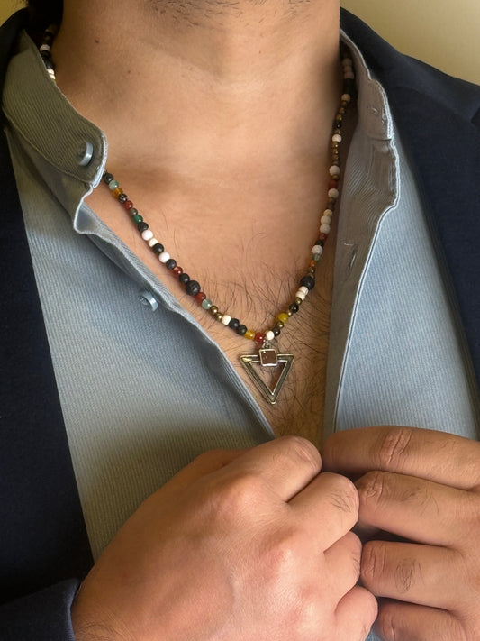 Multi-Stone Protection & Confidence Pendant Necklace for Men