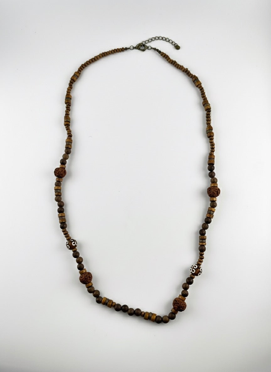 spiritual protection necklace natural wood beads