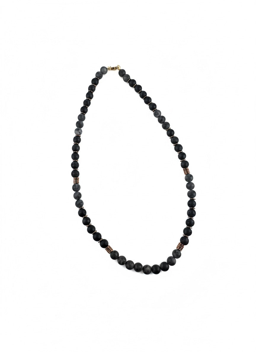 Grey Hawk Stone bead necklace product photo