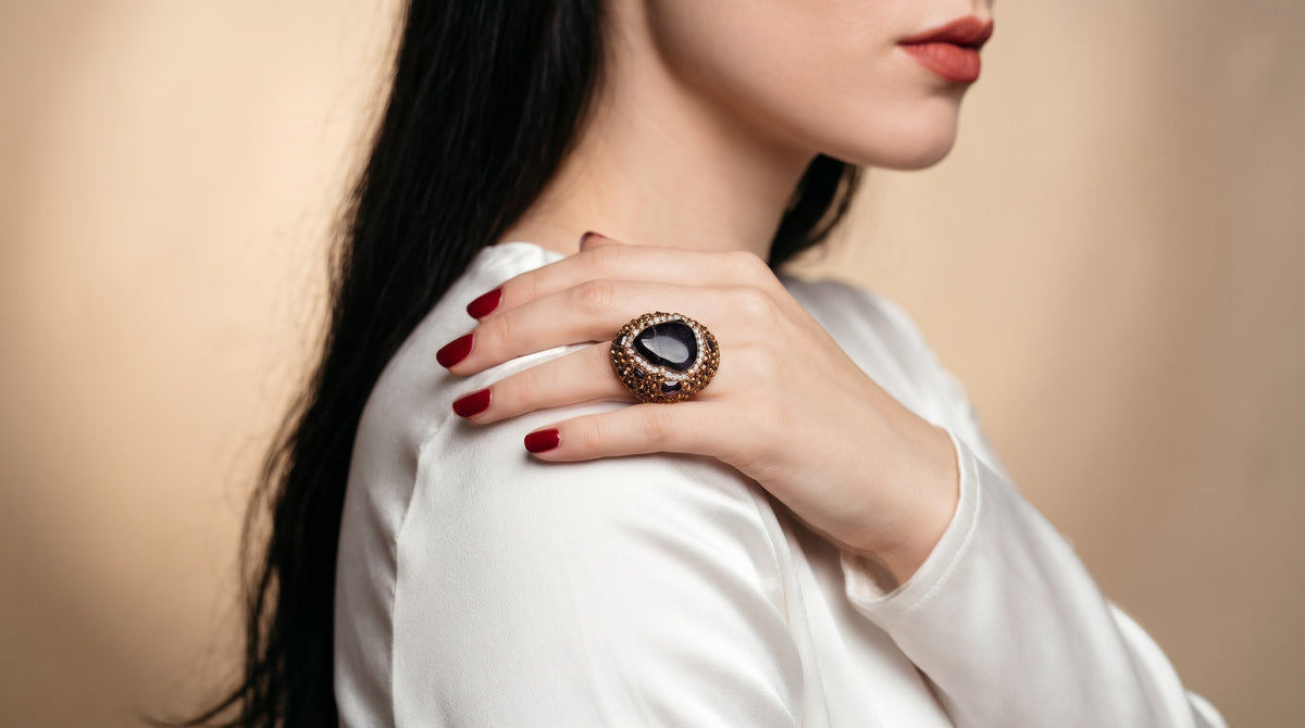 Amethyst Imperial Aura Gold-Plated Women's Crystal Ring