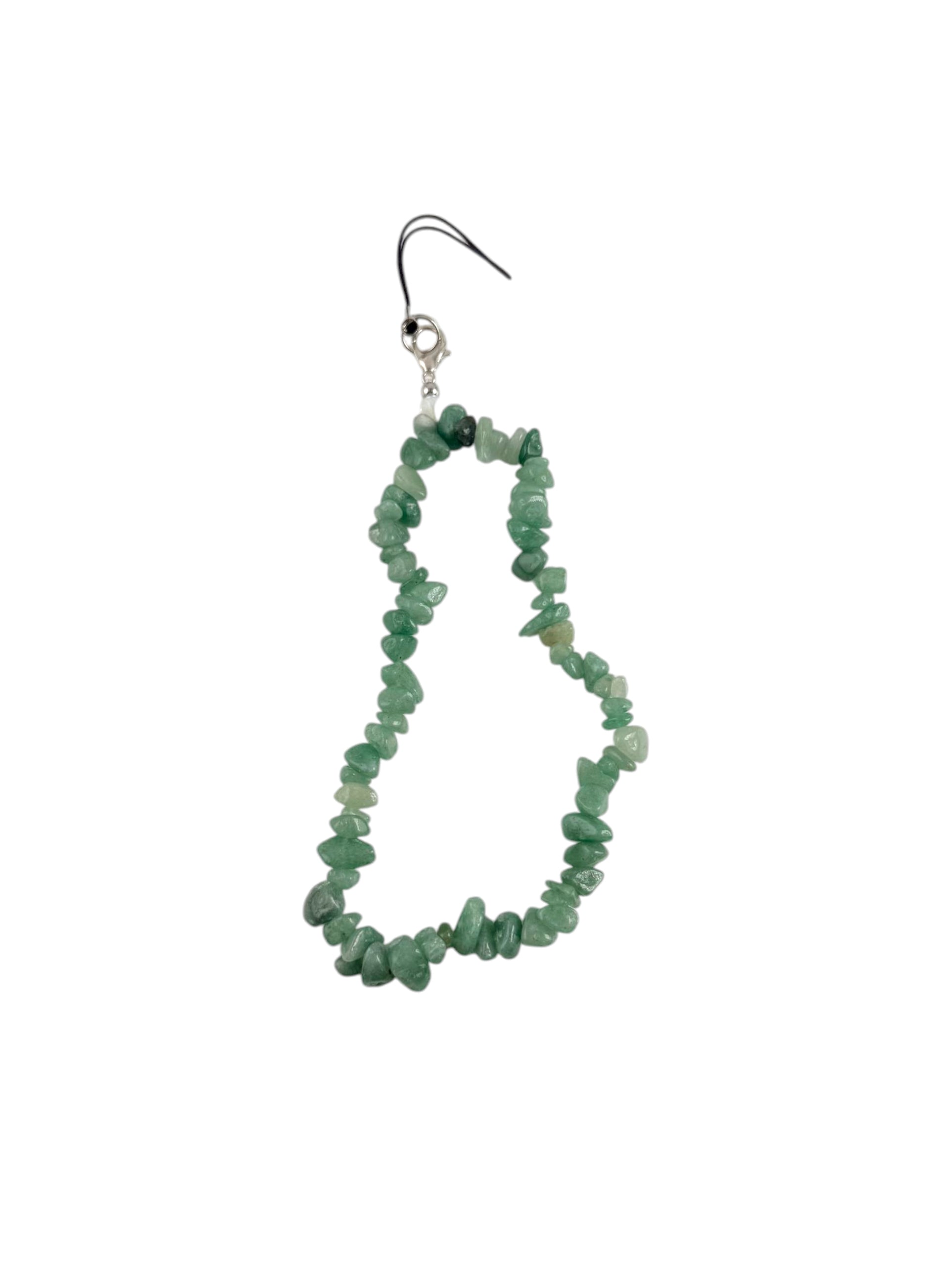 Green crystal phone charm for luck and growth