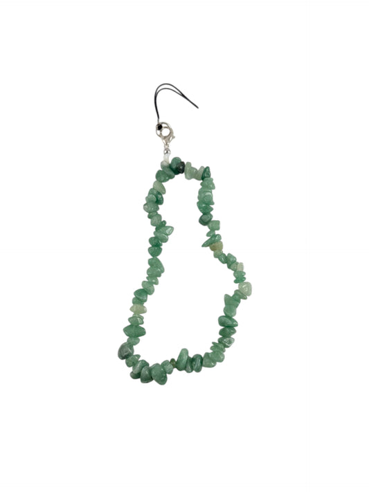 Green crystal phone charm for luck and growth