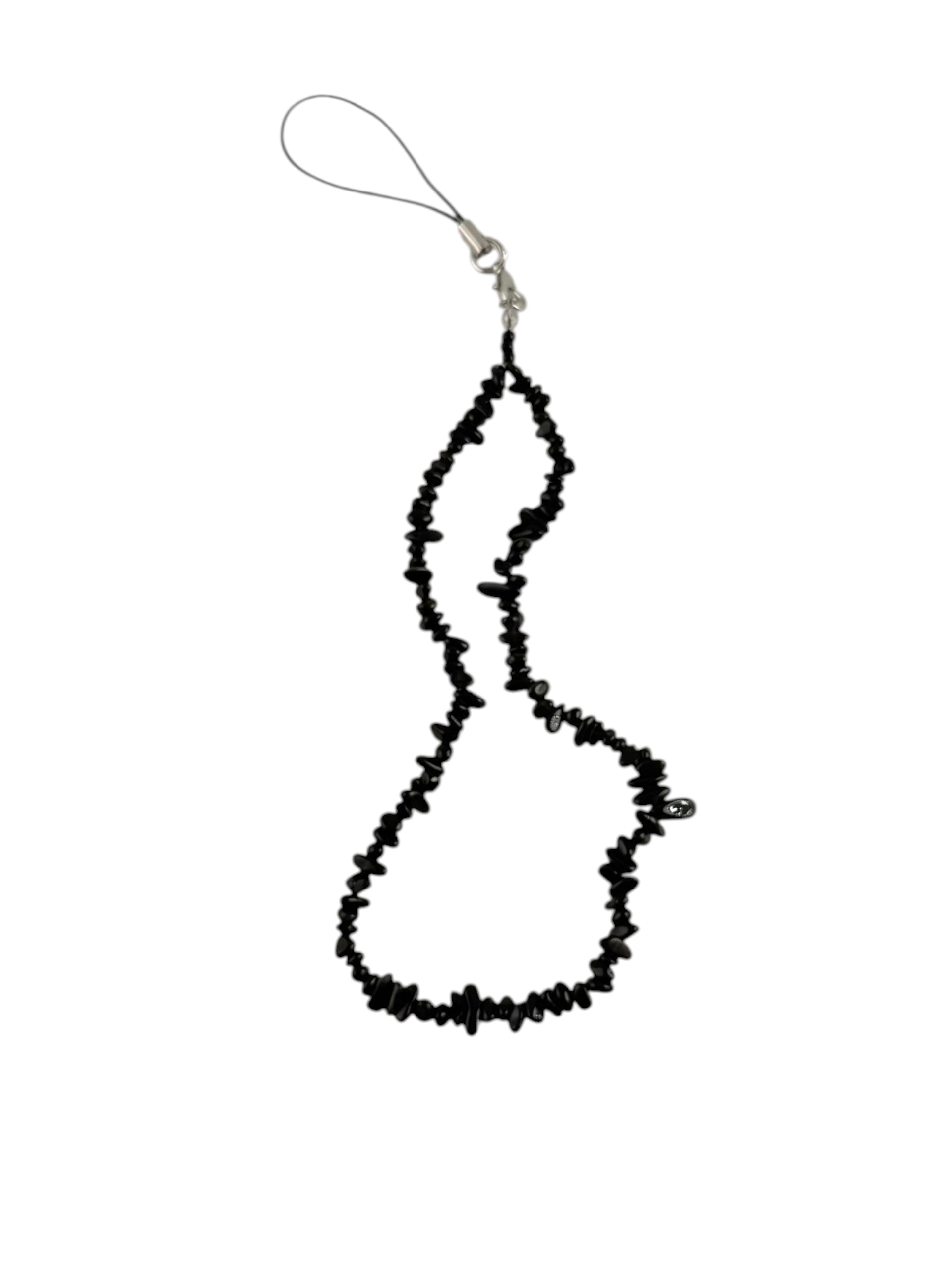 Black crystal chip phone keychain