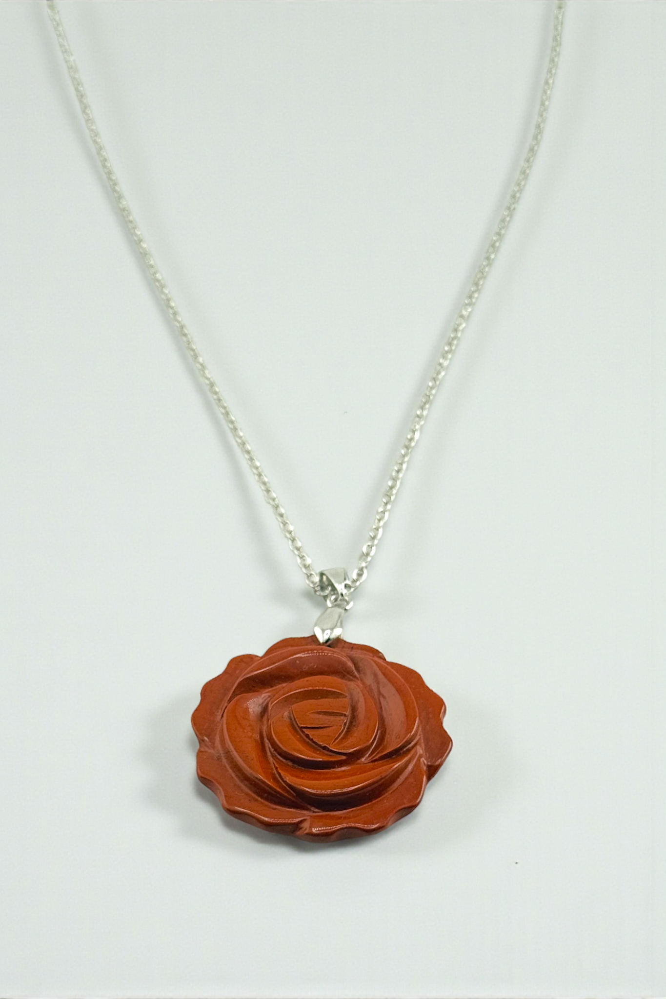 Red Jasper Rose Pendant Necklace – Strength, Stability and Grounding Energy