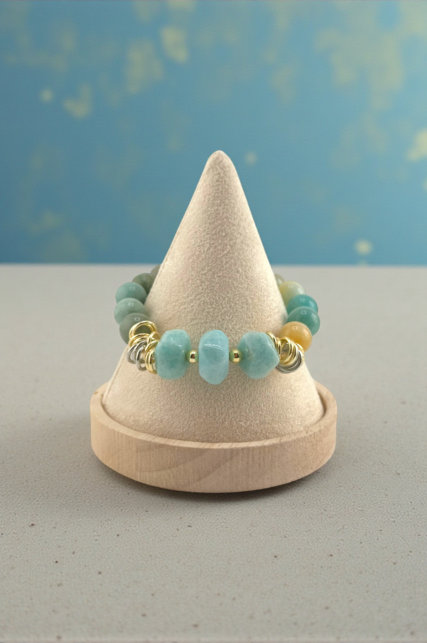 amazonite crystal bracelet close up