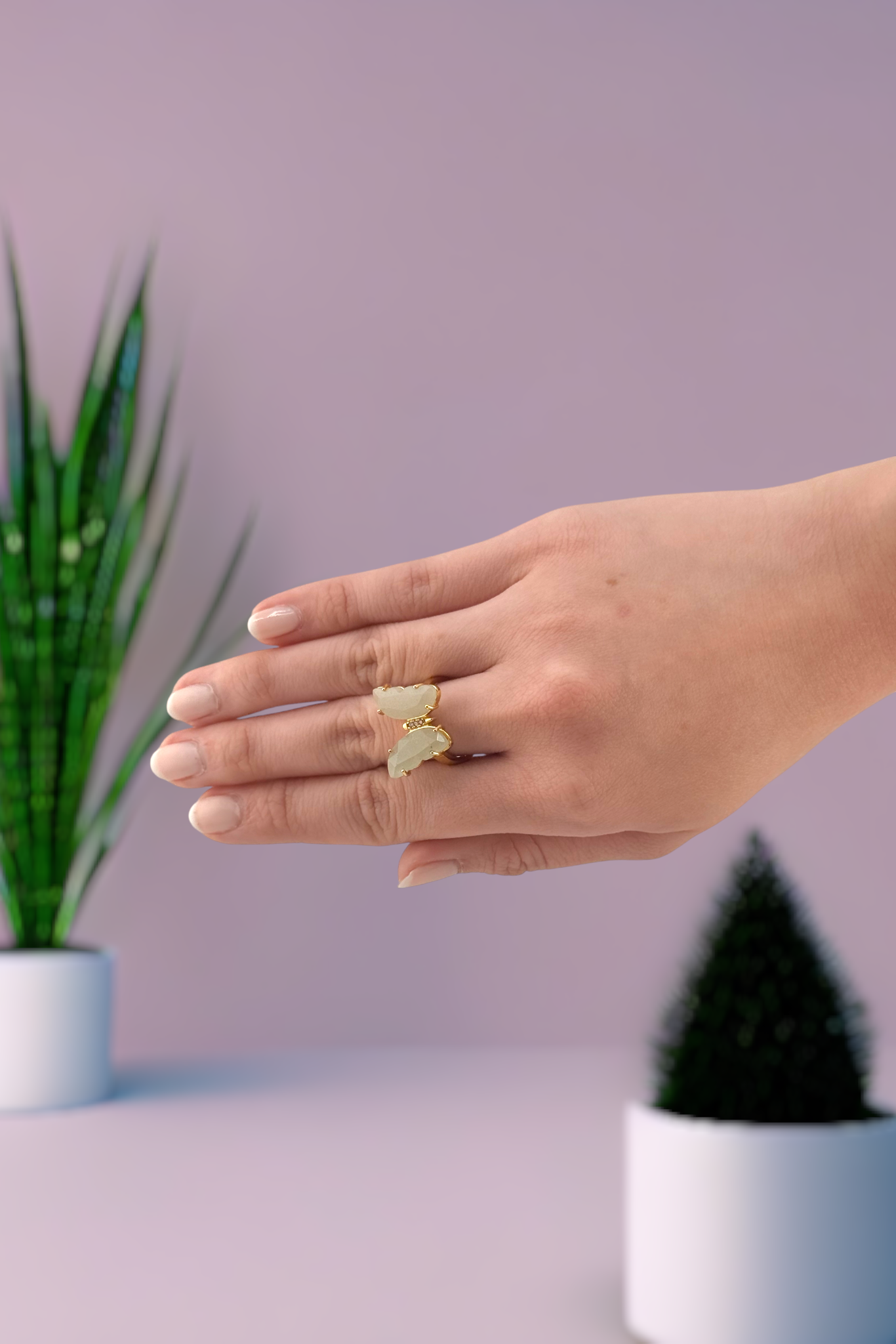 green aventurine butterfly ring