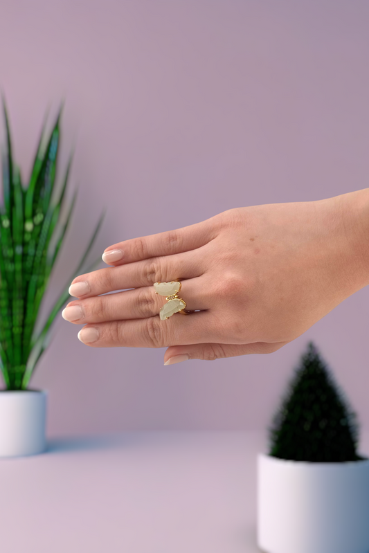 green aventurine butterfly ring
