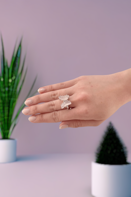 Rose Quartz Butterfly Ring – Love Energy, Emotional Healing and Gentle Balance