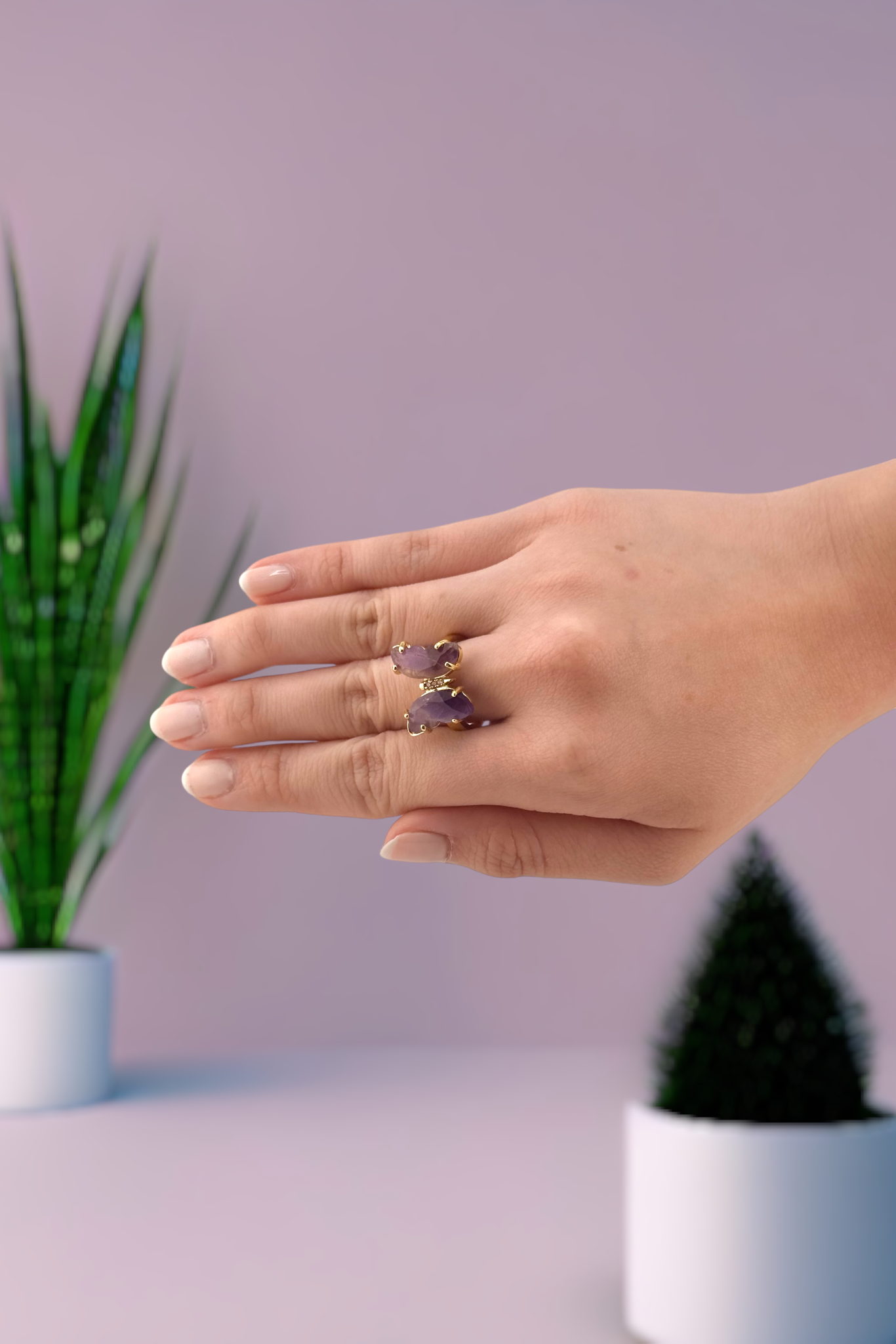 amethyst butterfly ring
