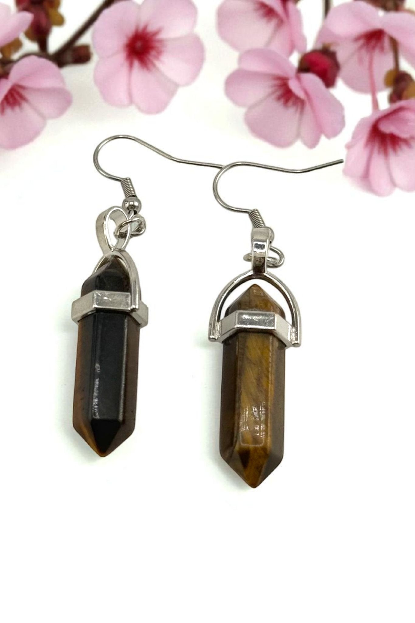Fierce Clarity – Tiger Eye Point Earrings