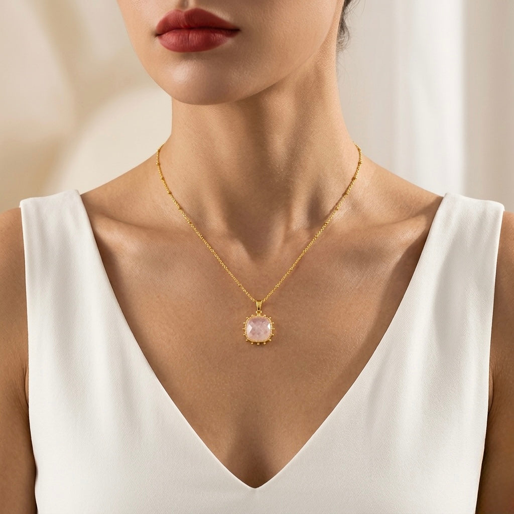Rose Quartz Love Pendant Necklace