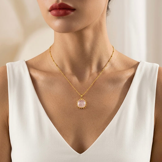 Rose Quartz Love Pendant Necklace