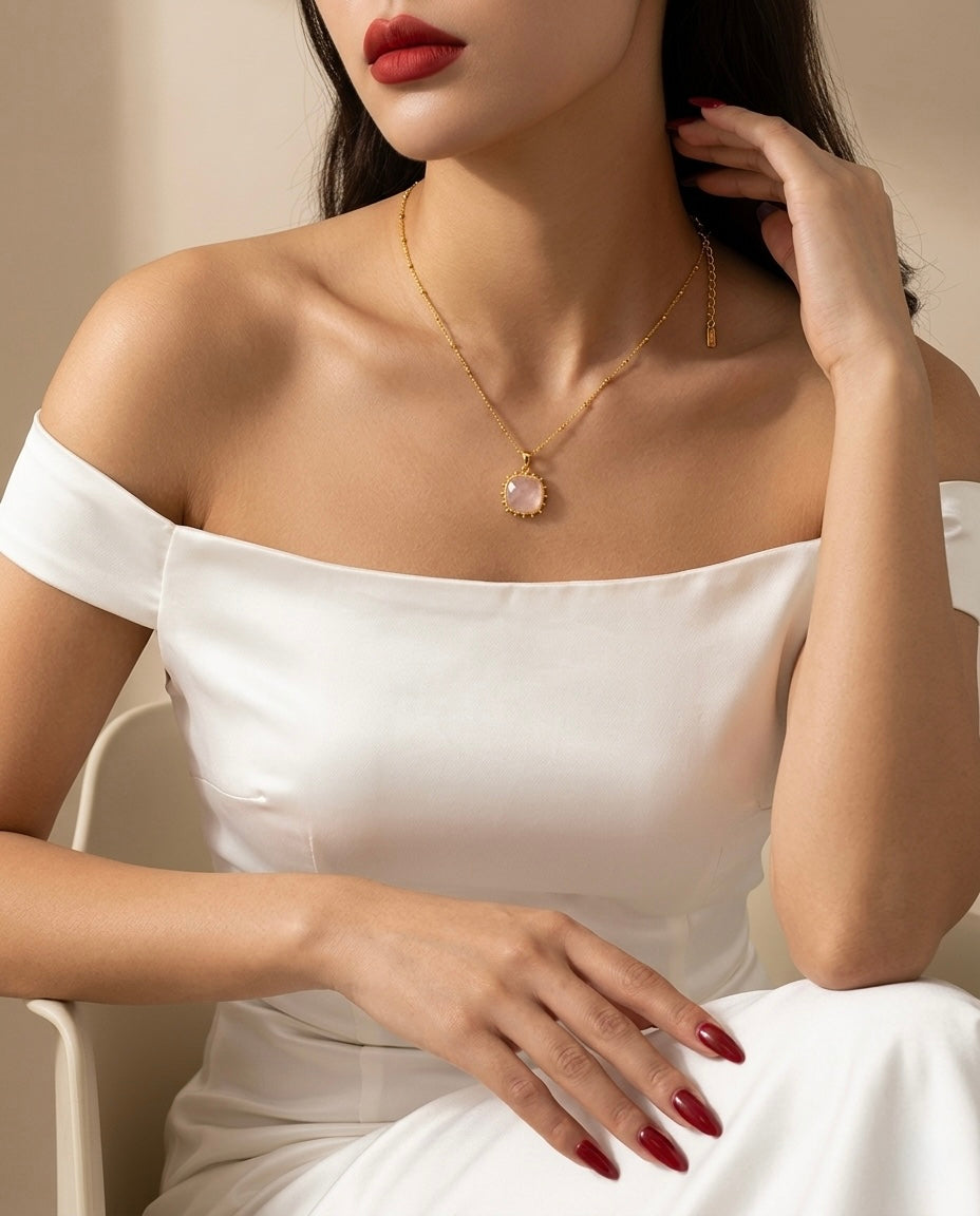Rose Quartz Love Pendant Necklace