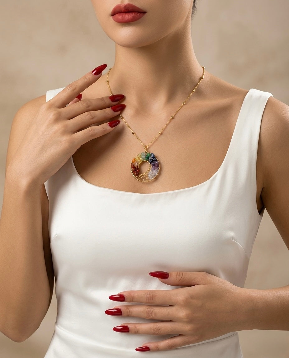 Seven Chakra Balance Tree of Life Necklace