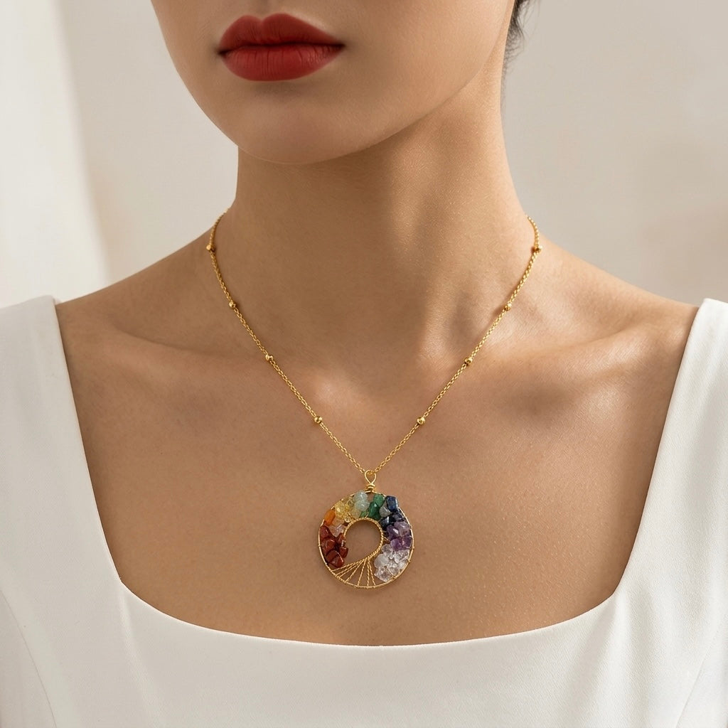 Seven Chakra Balance Tree of Life Necklace
