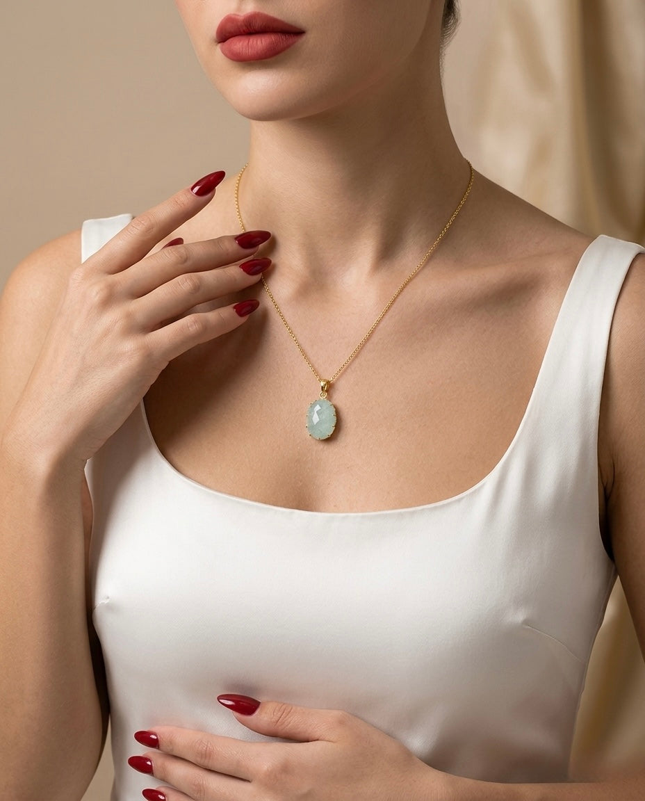 Aquamarine Calm & Communication Pendant Necklace