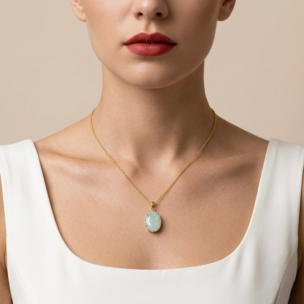 Aquamarine Calm & Communication Pendant Necklace