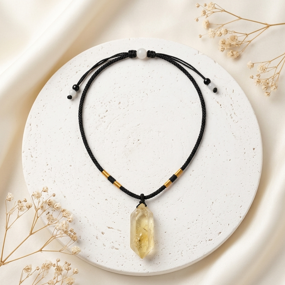 Citrine Prosperity Prism Men's Pendant Necklace