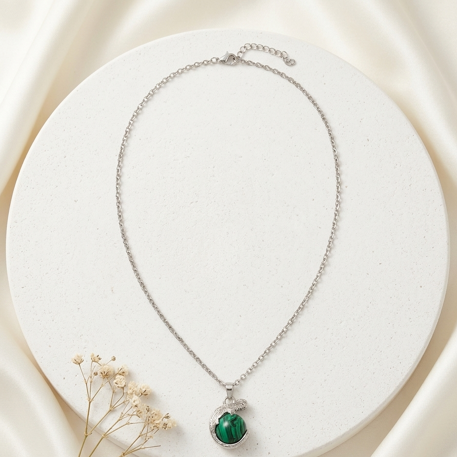 Malachite Serpent Guardian Necklace