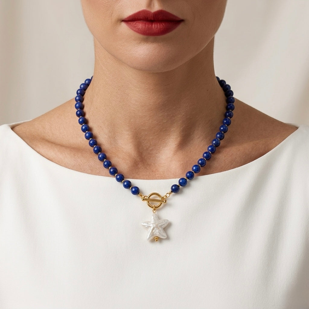 Lapis Lazuli Wisdom & Communication Star Necklace