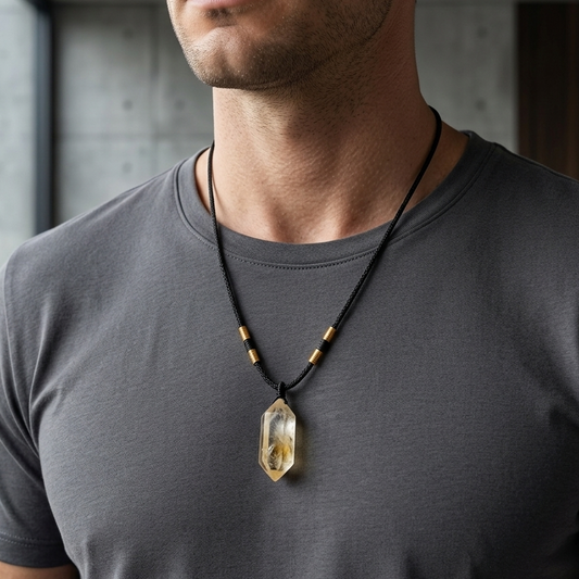 Citrine Prosperity Prism Men's Pendant Necklace