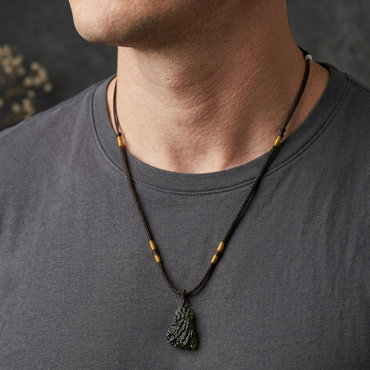 Moldavite Cosmic Ascension Men's Pendant Necklace