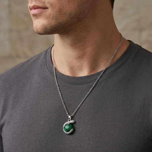 Malachite Serpent Guardian Necklace