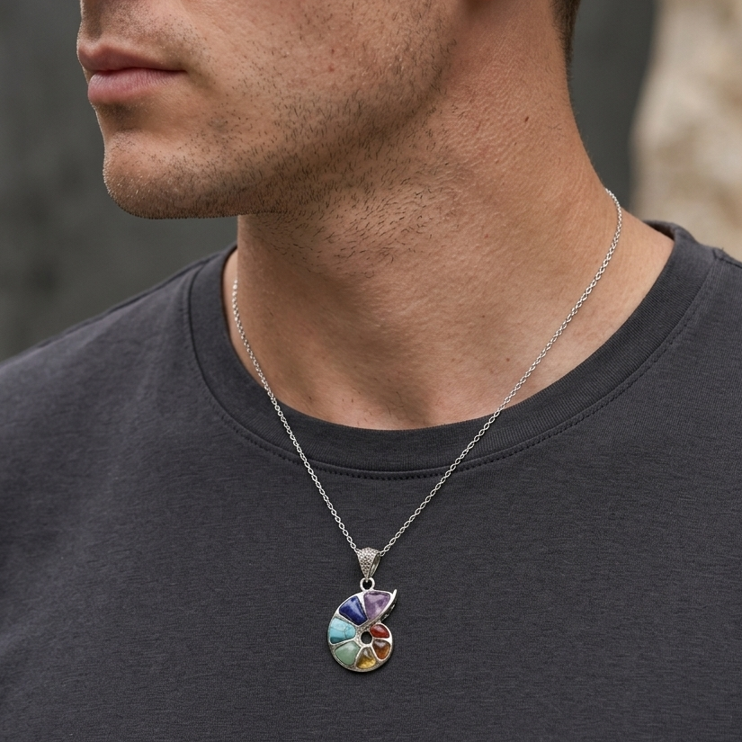 Seven Chakra Harmony Spiral Necklace