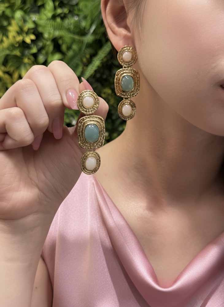 Green Aventurine & Moonstone Drop Earrings - Goddess Prism
