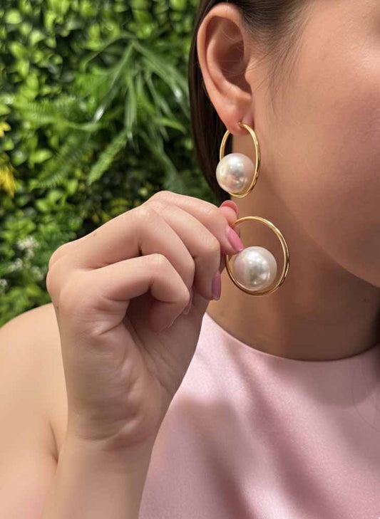 Pearl Hoop Earrings - Orb Luxe