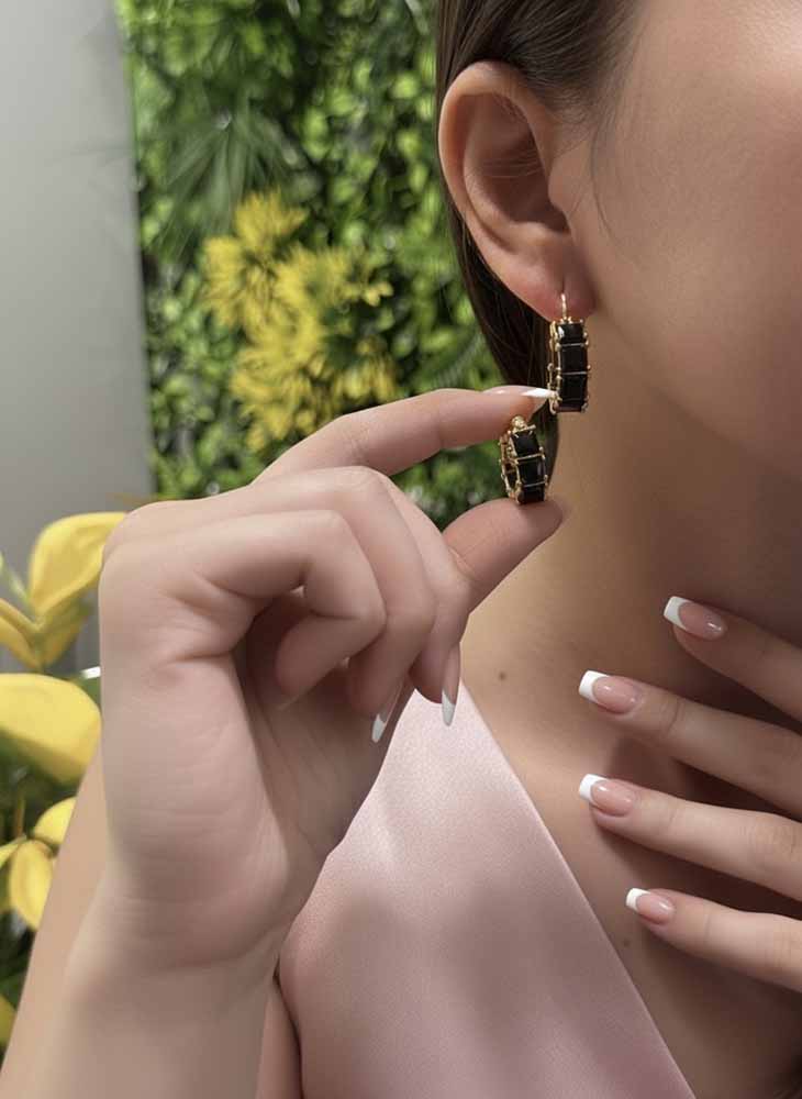 Obsidian Gold Hoop Earrings - Noir Guard
