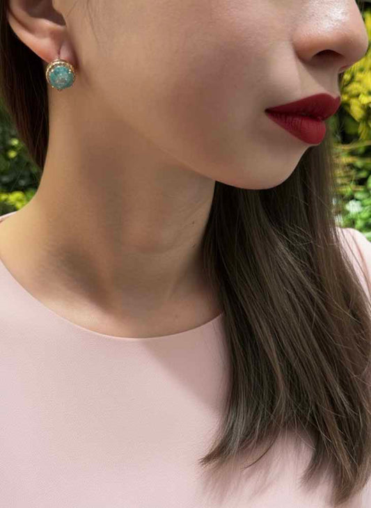 Amazonite Stud Earrings - Sea Whisper