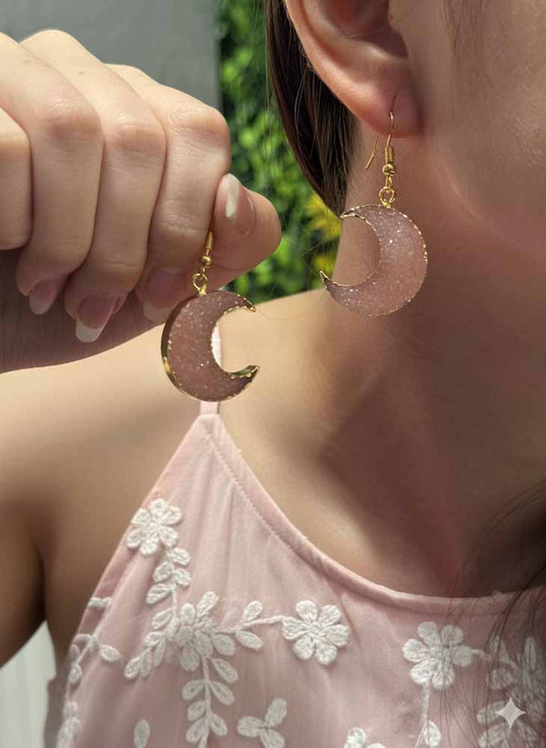 Moonfire – Rose quartz Earrings