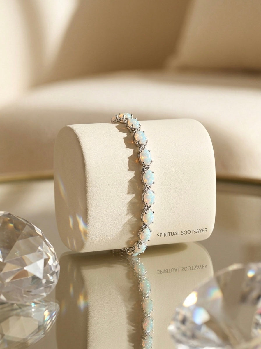 Celestial Opal Radiance Silver Bracelet
