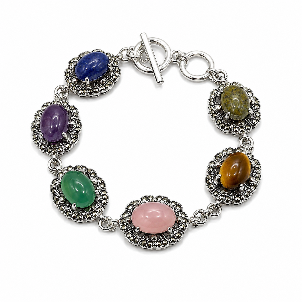 Seven Chakra Heritage Silver Bracelet