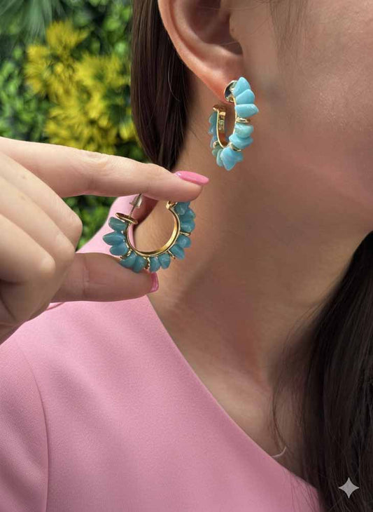 Ocean Whisper – Amazonite Hoop Earrings